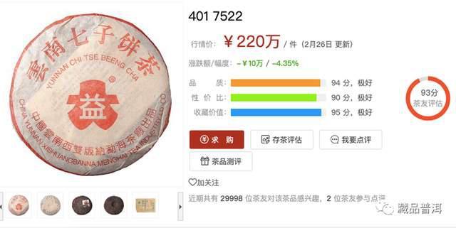 红大益茶王401批7522,勐海茶厂经典茶,行情火爆曾高达300万/件 红大益茶王401批7522,勐海茶厂经典茶,行情火爆曾高达300万/件